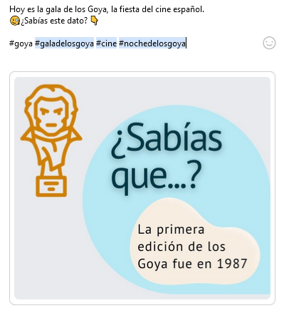 Post Facebook Gala de los Goya