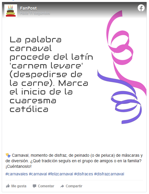 Carnaval post en redes sociales para peluquerías